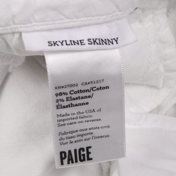 PAIGE Skyline Skinny Mid-Low Rise Jeans Stretch Denim White Zip Fly Summer Boho - Picture 6 of 7
